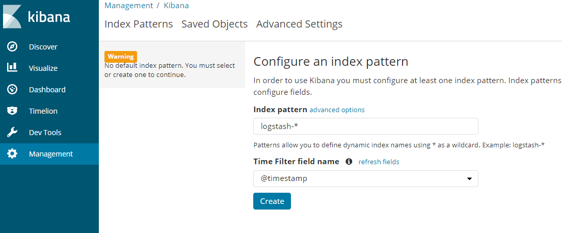 Configure an index pattern